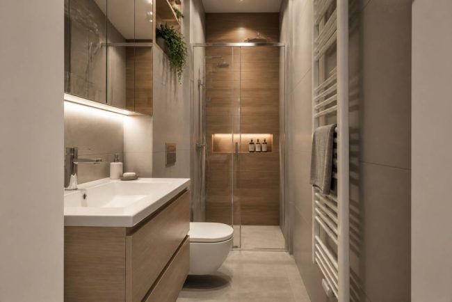 Plan petite salle de bain avec wc en longueur : idées d’aménagement optimisé